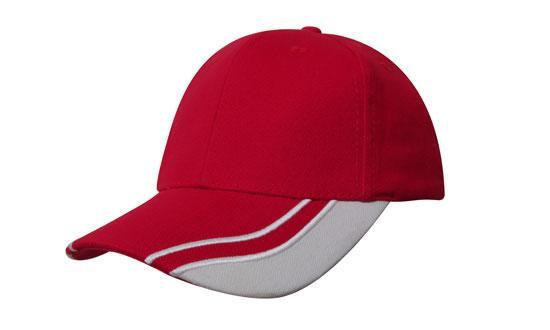 Headwear-Headwear Brushed Heavy Cotton with Curved Peak Inserts-Red/White / Free Size-Uniform Wholesalers - 10