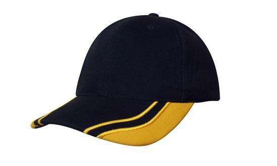 Headwear-Headwear Brushed Heavy Cotton with Curved Peak Inserts-Navy/Gold / Free Size-Uniform Wholesalers - 7