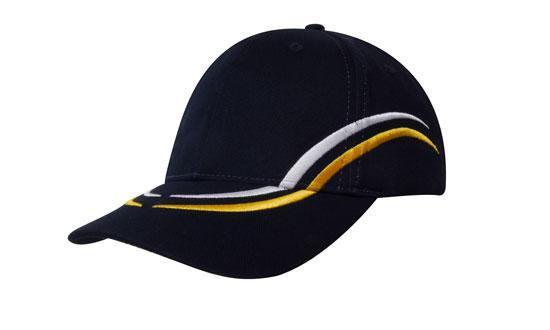 Headwear-Headwear Brushed Heavy Cotton with Curved Embroidery on Crown and Peak-Navy/White/Gold / Free Size-Uniform Wholesalers - 7
