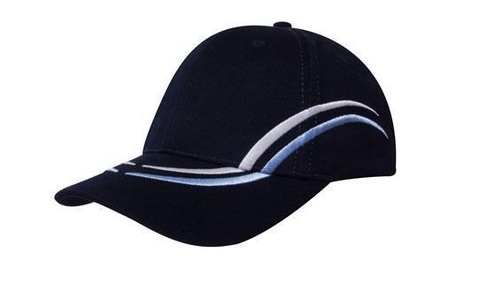 Headwear-Headwear Brushed Heavy Cotton with Curved Embroidery on Crown and Peak-Navy/White/Sky / Free Size-Uniform Wholesalers - 9