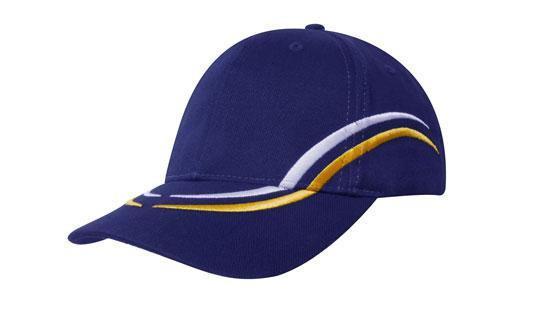 Headwear-Headwear Brushed Heavy Cotton with Curved Embroidery on Crown and Peak-Royal/White/Gold / Free Size-Uniform Wholesalers - 10