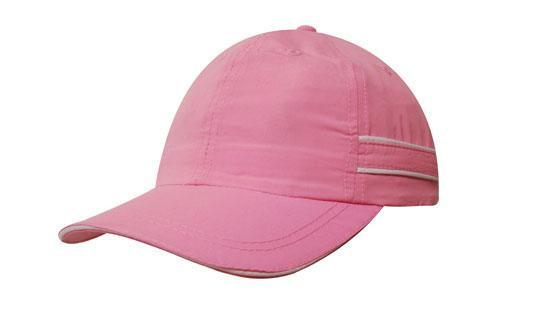 Headwear-Headwear Microfibre Sports Cap with Piping and Sandwich Cap-Pink/White / Free Size-Uniform Wholesalers - 4