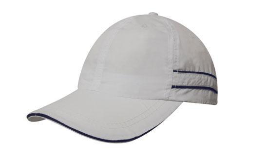 Headwear-Headwear Microfibre Sports Cap with Piping and Sandwich Cap-White/Navy / Free Size-Uniform Wholesalers - 6