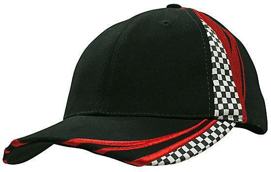 Headwear-Headwear Brushed Heavy Cotton with Embroidery & Printed Checks-Black/Red / Free Size-Uniform Wholesalers - 2
