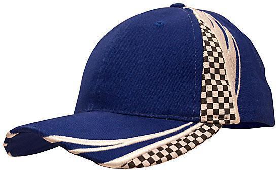 Headwear-Headwear Brushed Heavy Cotton with Embroidery & Printed Checks-Royal/White / Free Size-Uniform Wholesalers - 6