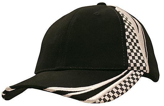 Headwear-Headwear Brushed Heavy Cotton with Embroidery & Printed Checks-Black/White / Free Size-Uniform Wholesalers - 4
