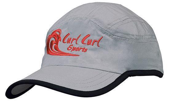 Headwear-Headwear Microfibre Sports Cap with Trim on Edge of Crown & Peak Cap-Black/White / Free Size-Uniform Wholesalers - 1