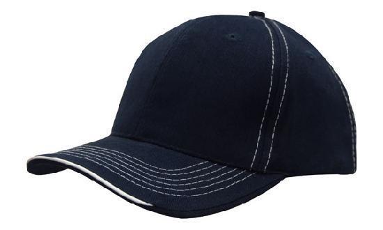 Headwear-Headwear Brushed Heavy Cotton with Contrasting Stitching and Open Lip Sandwich Cap-Navy/White / Free Size-Uniform Wholesalers - 4