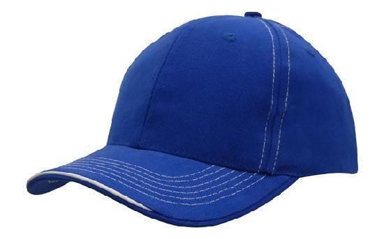 Headwear-Headwear Brushed Heavy Cotton with Contrasting Stitching and Open Lip Sandwich Cap-Royal/White / Free Size-Uniform Wholesalers - 6