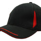 Headwear-Headwear  Brushed Heavy Cotton with Crown Inserts, Peak Trim & Sandwich Cap-Black/Red / Free Size-Uniform Wholesalers - 4