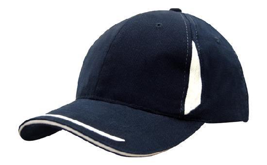 Headwear-Headwear  Brushed Heavy Cotton with Crown Inserts, Peak Trim & Sandwich Cap-Navy/White / Free Size-Uniform Wholesalers - 8