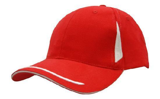 Headwear-Headwear  Brushed Heavy Cotton with Crown Inserts, Peak Trim & Sandwich Cap-Red/White / Free Size-Uniform Wholesalers - 9