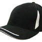 Headwear-Headwear  Brushed Heavy Cotton with Crown Inserts, Peak Trim & Sandwich Cap-Black/White / Free Size-Uniform Wholesalers - 5