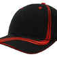 Headwear-Headwear Brushed Heavy Cotton with Waving Stripes on Crown & Peak Cap-Black/Red / Free Size-Uniform Wholesalers - 3