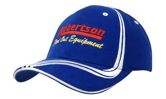 Headwear-Headwear Brushed Heavy Cotton with Waving Stripes on Crown & Peak Cap--Uniform Wholesalers - 1
