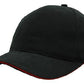 Headwear-Headwear Brushed Heavy Cotton with Crown Piping and Sandwich-Black/Red / Free Size-Uniform Wholesalers - 3
