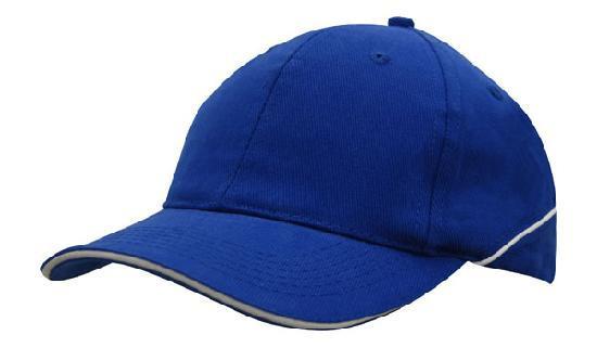 Headwear-Headwear Brushed Heavy Cotton with Crown Piping and Sandwich-Royal/White / Free Size-Uniform Wholesalers - 9