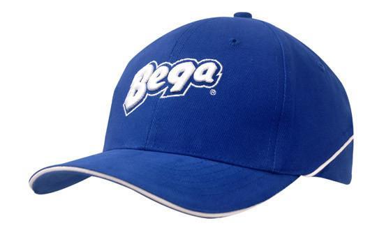 Headwear-Headwear Brushed Heavy Cotton with Crown Piping and Sandwich--Uniform Wholesalers - 1