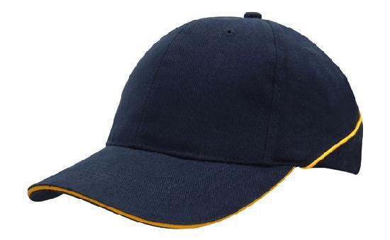 Headwear-Headwear Brushed Heavy Cotton with Crown Piping and Sandwich-Navy/Gold / Free Size-Uniform Wholesalers - 5