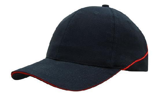 Headwear-Headwear Brushed Heavy Cotton with Crown Piping and Sandwich-Navy/Red / Free Size-Uniform Wholesalers - 6