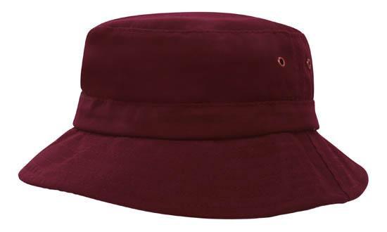 Headwear-Headwear Brushed Sports Twill Childs Bucket Hat-Maroon / 50cm-54cm-Uniform Wholesalers - 7