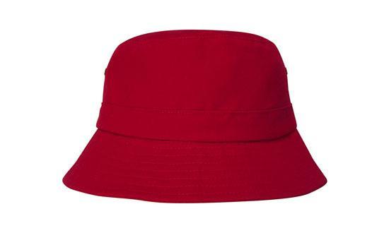 Headwear-Headwear Brushed Sports Twill Childs Bucket Hat-Red / 50cm-54cm-Uniform Wholesalers - 12