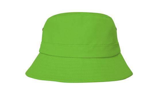 Headwear-Headwear Brushed Sports Twill Infants Bucket Hat Cap-Bright Green / (50cm to 46cm)-Uniform Wholesalers - 4
