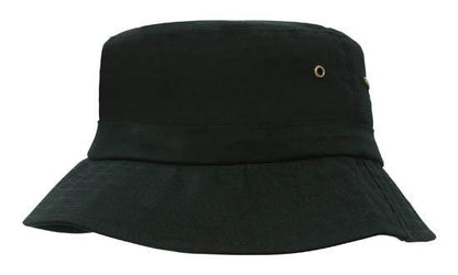 Headwear-Headwear Brushed Sports Twill Infants Bucket Hat Cap-Black / (50cm to 46cm)-Uniform Wholesalers - 2