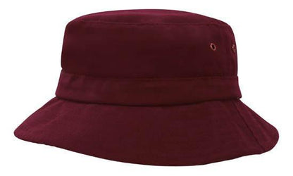 Headwear-Headwear Brushed Sports Twill Infants Bucket Hat Cap-Maroon / (50cm to 46cm)-Uniform Wholesalers - 7