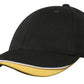 Headwear-Headwear Brushed Heavy Cotton with Indented Peak-Black/White/Gold / Free Size-Uniform Wholesalers - 2