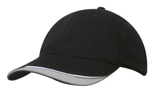 Headwear-Headwear Brushed Heavy Cotton with Indented Peak-Black/White/Grey / Free Size-Uniform Wholesalers - 3