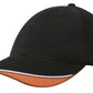 Headwear-Headwear Brushed Heavy Cotton with Indented Peak-Black/White/Orange / Free Size-Uniform Wholesalers - 4