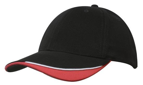 Headwear-Headwear Brushed Heavy Cotton with Indented Peak-Black/White/Red / Free Size-Uniform Wholesalers - 5