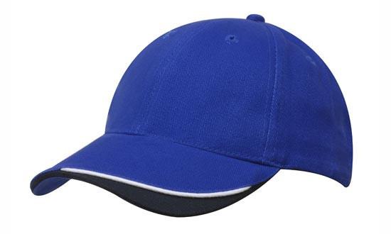 Headwear-Headwear Brushed Heavy Cotton with Indented Peak-Royal/White/Navy / Free Size-Uniform Wholesalers - 10