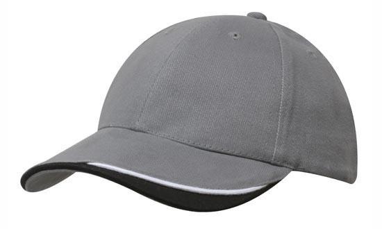 Headwear-Headwear Brushed Heavy Cotton with Indented Peak-Charcoal/White/Black / Free Size-Uniform Wholesalers - 7