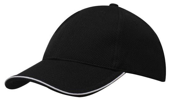 Headwear-Headwear Double Pique Mesh with Open Sandwich Cap-Black/White-Uniform Wholesalers - 3