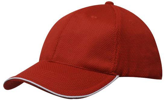 Headwear-Headwear Double Pique Mesh with Open Sandwich Cap-Red/White-Uniform Wholesalers - 6