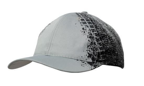 Headwear 6 Panel Breathable Poly Twill cap with Tyre print (4186)