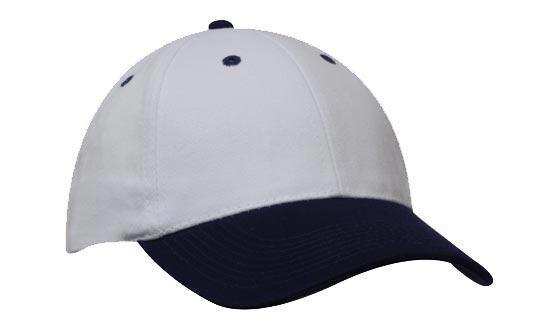 Headwear-Headwear Brushed Heavy Cotton-White/Navy / Free Size-Uniform Wholesalers - 32