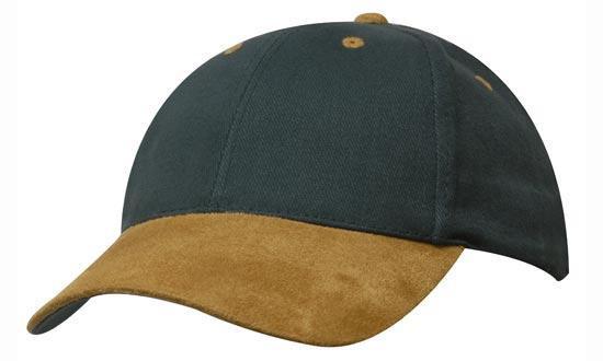 Headwear-Headwear Brushed Heavy Cotton with Suede Peak Cap-Bottle/Tan / Free Size-Uniform Wholesalers - 4