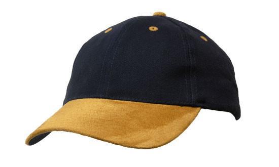 Headwear-Headwear Brushed Heavy Cotton with Suede Peak Cap-Navy/Tan / Free Size-Uniform Wholesalers - 5