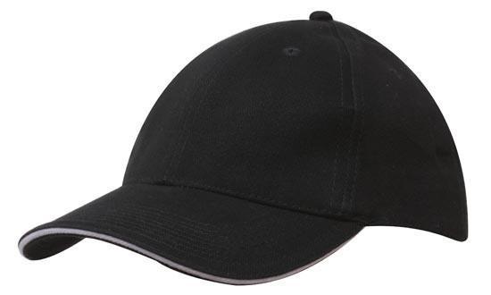 Headwear-Headwear Brushed Heavy Cotton with Sandwich Trim-Black/White / Free Size-Uniform Wholesalers - 5