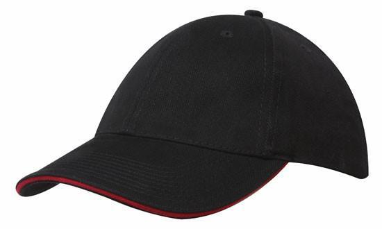 Headwear-Headwear Brushed Heavy Cotton with Sandwich Trim-Black/Red / Free Size-Uniform Wholesalers - 4