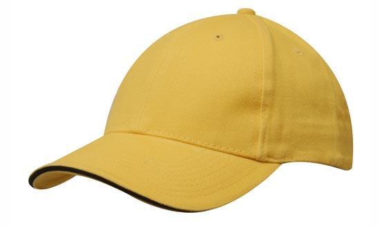 Headwear-Headwear Brushed Heavy Cotton with Sandwich Trim-Gold/Black / Free Size-Uniform Wholesalers - 8