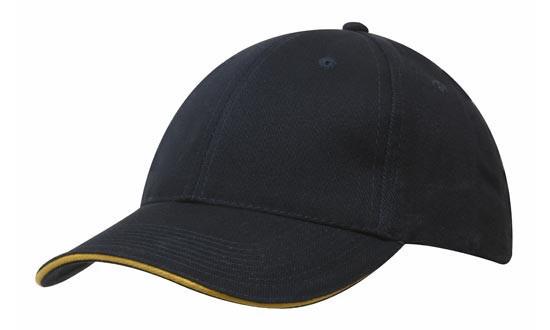 Headwear-Headwear Brushed Heavy Cotton with Sandwich Trim-Navy/Gold / Free Size-Uniform Wholesalers - 11