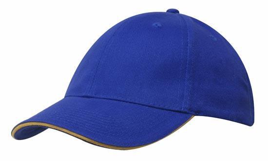 Headwear-Headwear Brushed Heavy Cotton with Sandwich Trim-Royal/Gold / Free Size-Uniform Wholesalers - 16