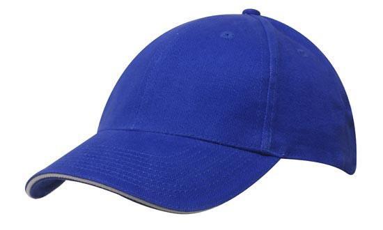 Headwear-Headwear Brushed Heavy Cotton with Sandwich Trim-Royal/White / Free Size-Uniform Wholesalers - 17