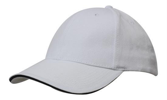 Headwear-Headwear Brushed Heavy Cotton with Sandwich Trim-White/Navy / Free Size-Uniform Wholesalers - 19