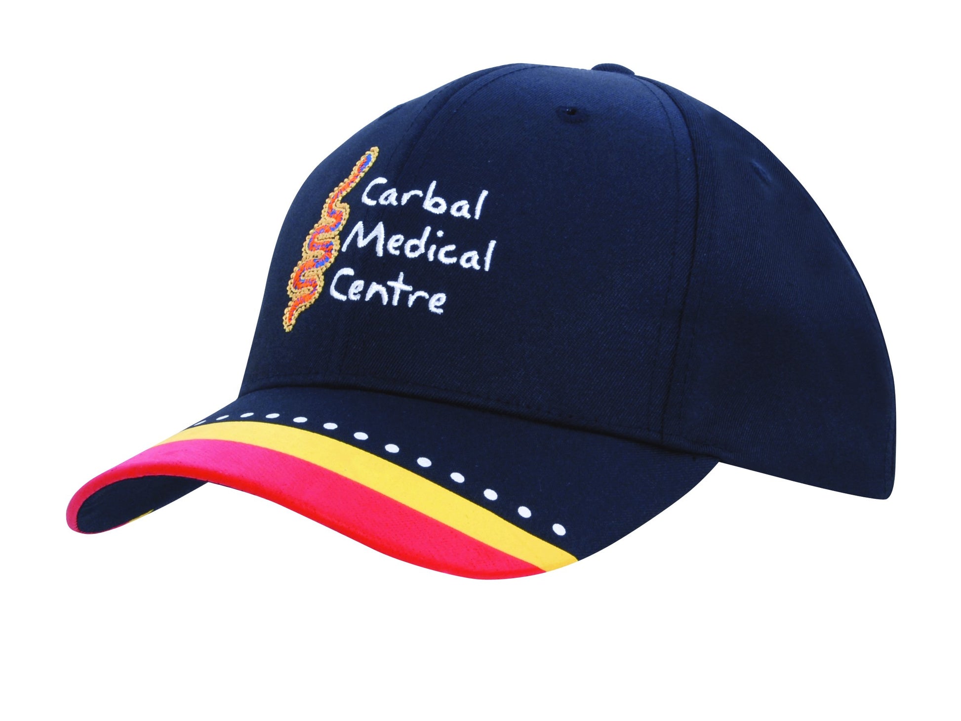 Headwear Breathable Poly Twill with Multi Coloured Printed Peak (4219)