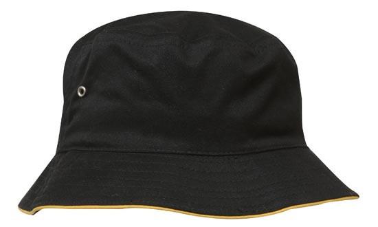 Headwear-Headwear Brushed Sports Twill Bucket Hat-Black/Gold / M-Uniform Wholesalers - 3